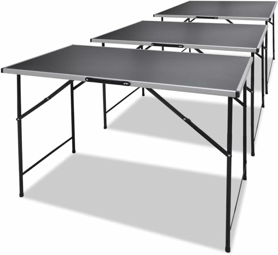 vidaXL Składane stoły do tapetowania, komplet 3 szt., czarne