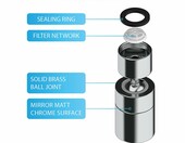 Bächlein Perlator obrotowy do kranu - dwa strumienie, chrom – zdjęcie 5