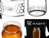 Słoiki na miód KADAX 900 ml, komplet 48 szt., czarno-złote – zdjęcie 4