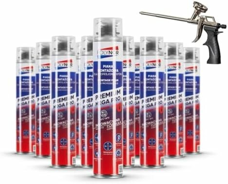 Polynor Premium Mega Pro 70 piana montażowa z pistoletem, 12 szt.