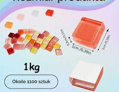 Kamienie mozaikowe szklane 1 kg, kwadratowe 1x1 cm, czerwony mix – zdjęcie 2
