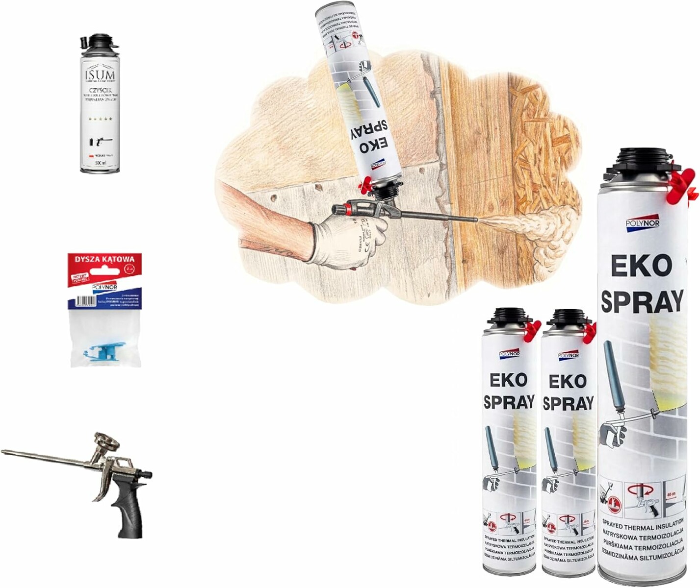 Polynor Eko Spray pistolet do natryskowej izolacji PUR z akcesoriami