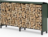 Vounot Regał na drewno kominkowe 200x116x36 cm, czarny, z osłoną – zdjęcie 1