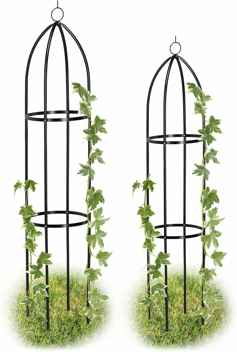 Relaxdays Trejaż ogrodowy 2 szt. 139/149 cm, czarny, podpora do pnączy