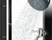 Arebos Prysznic ogrodowy solarny 20 l, czarny, z prysznicem stóp – zdjęcie 1