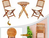 COSTWAY Komplet mebli ogrodowych bistro 3 elementy, drewno akacjowe – zdjęcie 2