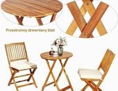 COSTWAY Komplet mebli ogrodowych bistro 3 elementy, drewno akacjowe – zdjęcie 4