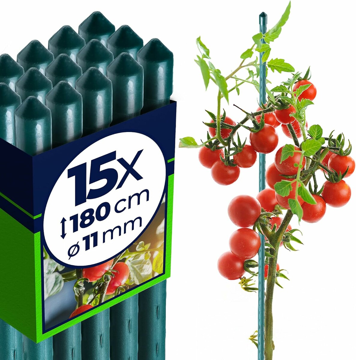 KADAX Tyczki do roślin 180 cm, zestaw 15 szt., metalowe