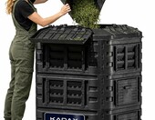 KADAX Kompostownik modułowy 860 l z pokrywą, czarny – zdjęcie 1
