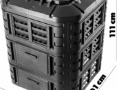 KADAX Kompostownik modułowy 860 l z pokrywą, czarny – zdjęcie 3