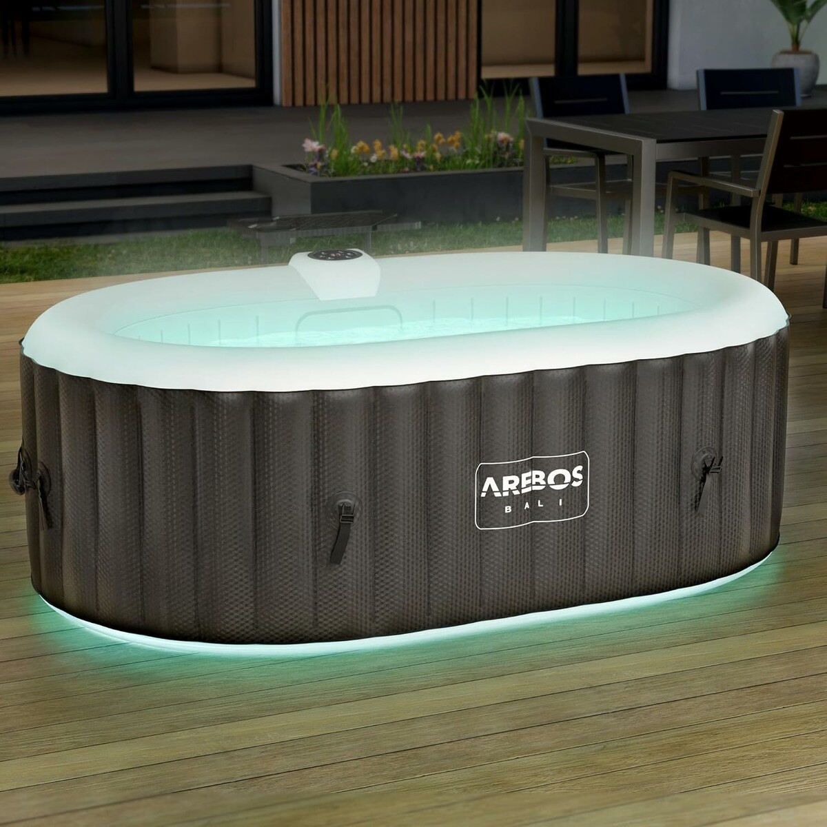 Arebos BALI – nadmuchiwane jacuzzi owalne 190x120 cm z podświetleniem LED