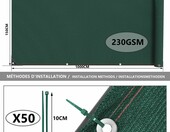 Vounot Siatka maskująca ogrodzeniowa 1,5x10 m, zielona, 95% zacienienia – zdjęcie 2