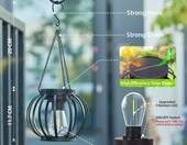 BUCASA solarne latarnie wiszące do ogrodu, 2 szt., czarne – zdjęcie 3