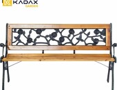 KADAX Ławka ogrodowa 2-osobowa, drewno i żeliwo, brązowa – zdjęcie 5