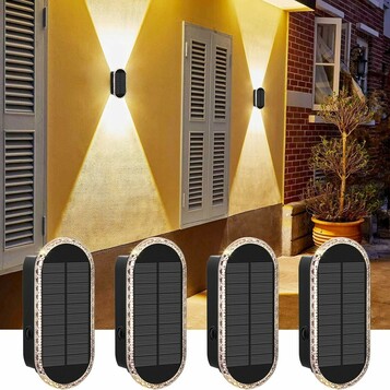 Komplet 4 solarnych lamp ściennych AGOTD – stan: nowy