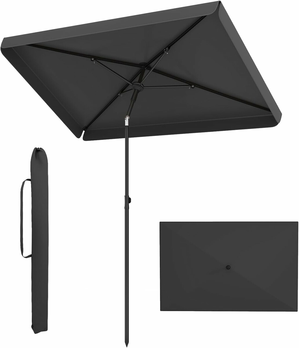 COSTWAY Parasol ogrodowy prostokątny 210x140 cm, przechylany, szary