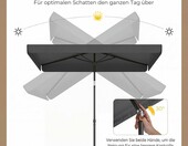 COSTWAY Parasol ogrodowy prostokątny 210x140 cm, przechylany, szary – zdjęcie 4