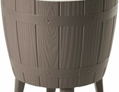 Beliani SILG Stolik barek ogrodowy z chłodziarką ⌀48 cm, beżowoszary – zdjęcie 4