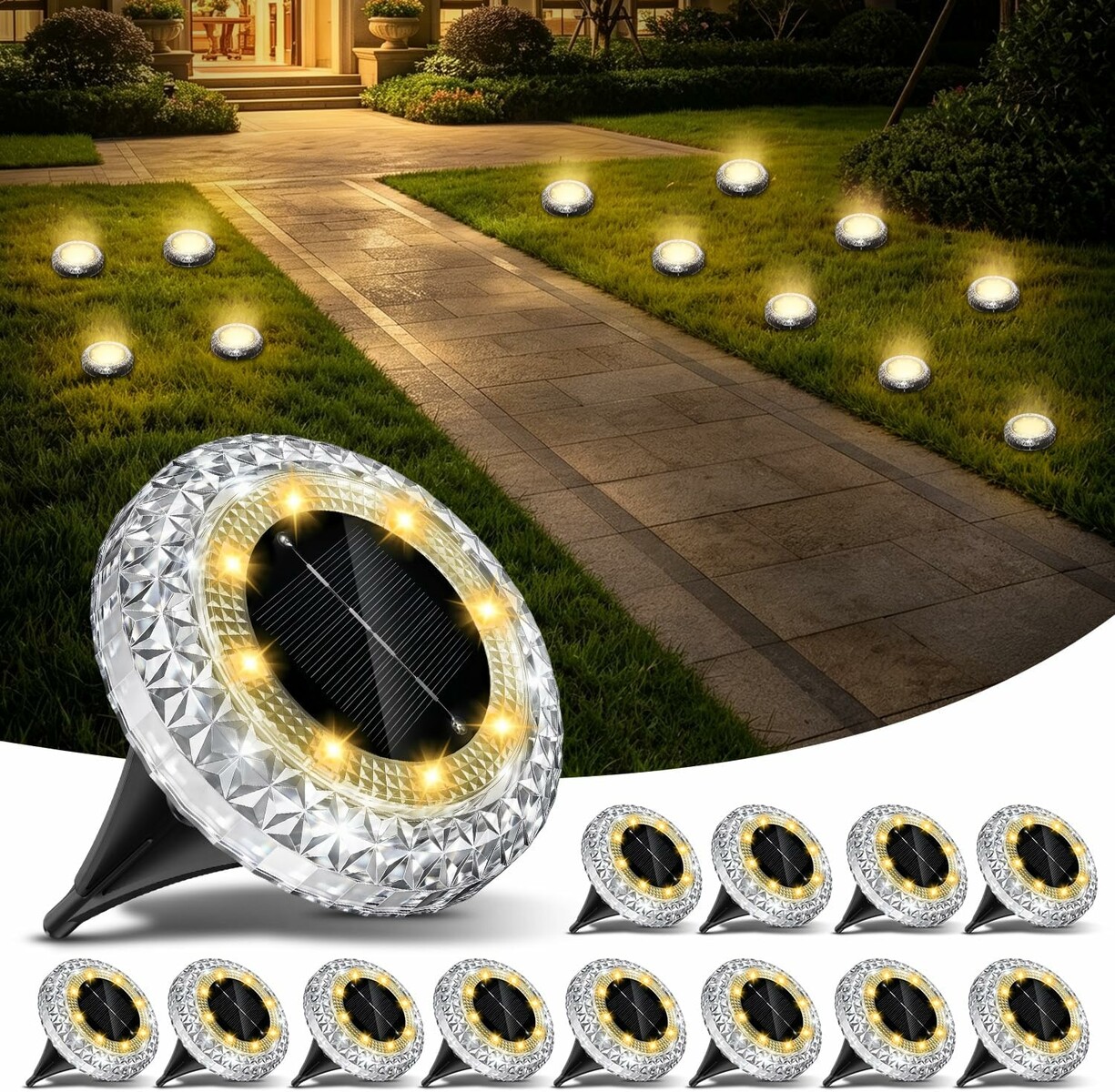 Macchiatto zestaw 12 solarnych lamp najazdowych, 8 LED, IP65
