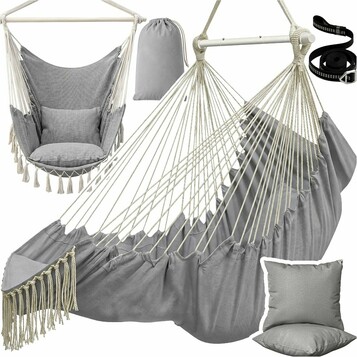 MalTec Fotel wiszący Swing Cocoon LUA z 2 poduszkami, jasnoszary
