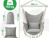 MalTec Fotel wiszący Swing Cocoon LUA z 2 poduszkami, jasnoszary – zdjęcie 3