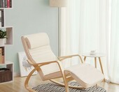 SONGMICS Fotel bujany LYY10M – fotel relaksacyjny z podnóżkiem, beżowy – zdjęcie 2