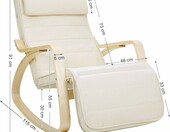 SONGMICS Fotel bujany LYY10M – fotel relaksacyjny z podnóżkiem, beżowy – zdjęcie 3