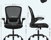 SONGMICS Fotel biurowy obrotowy z siatką – krzesło do biurka, czarny – zdjęcie 3