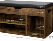 VASAGLE Ławka na buty z siedziskiem – tapicerowana ławka do przedpokoju, brąz – zdjęcie 3