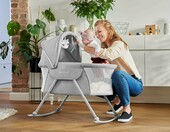 Kinderkraft LOVI 3w1 – łóżeczko turystyczne z funkcją bujania, beżowe – zdjęcie 2