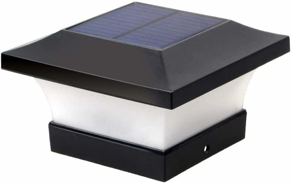 BSTCAR Solarna zaślepka na słupek ogrodzeniowy 10x10 cm – oświetlenie LED, czarna