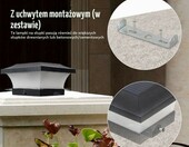 BSTCAR Solarna zaślepka na słupek ogrodzeniowy 10x10 cm – oświetlenie LED, czarna – zdjęcie 4