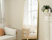 NEUWEABY Lustro stojące łukowe 163x53 cm - lustro do przedpokoju, złote – zdjęcie 3