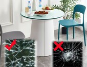 ROFBIHG Okrągły blat szklany do stołu kuchennego, hartowane szkło, 65 cm – zdjęcie 4