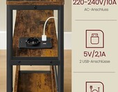 VASAGLE Stolik nocny wąski ze stacją ładowania – szafka nocna z 3 półkami – zdjęcie 5