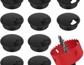 Yeepeo Przepusty kablowe do biurka 60 mm 10 szt - czarne – zdjęcie 1
