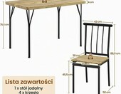Yaheetech Zestaw do jadalni – stół i 4 krzesła, styl rustykalny, brązowy – zdjęcie 3