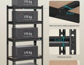 SONGMICS Regał metalowy do dużych obciążeń, zestaw 2 szt. 30x75x150 cm – zdjęcie 5