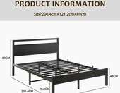 HOJINLINERO Łóżko metalowe 120x200 cm z zagłówkiem - łóżko do pokoju młodzieżowego – zdjęcie 2