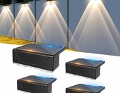 Liyade Solarne lampy ścienne na ogrodzenie – zestaw 4 szt., 3 tryby światła – zdjęcie 1