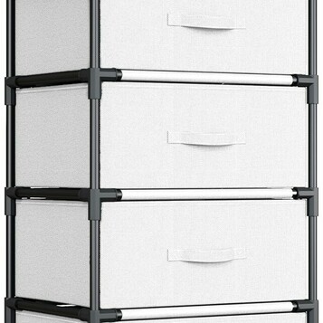 Komoda materialowa 4 szuflady biala WANGIRL – stan: nowy