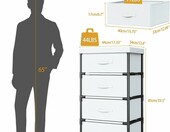 WANGIRL Komoda materialowa 4 szuflady biala - lekka do pokoju dziecka – zdjęcie 3