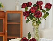 Sztuczne róże czerwone 12 szt., łodyga 51 cm, do ogrodu – zdjęcie 2