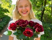 Sztuczne róże czerwone 12 szt., łodyga 51 cm, do ogrodu – zdjęcie 3