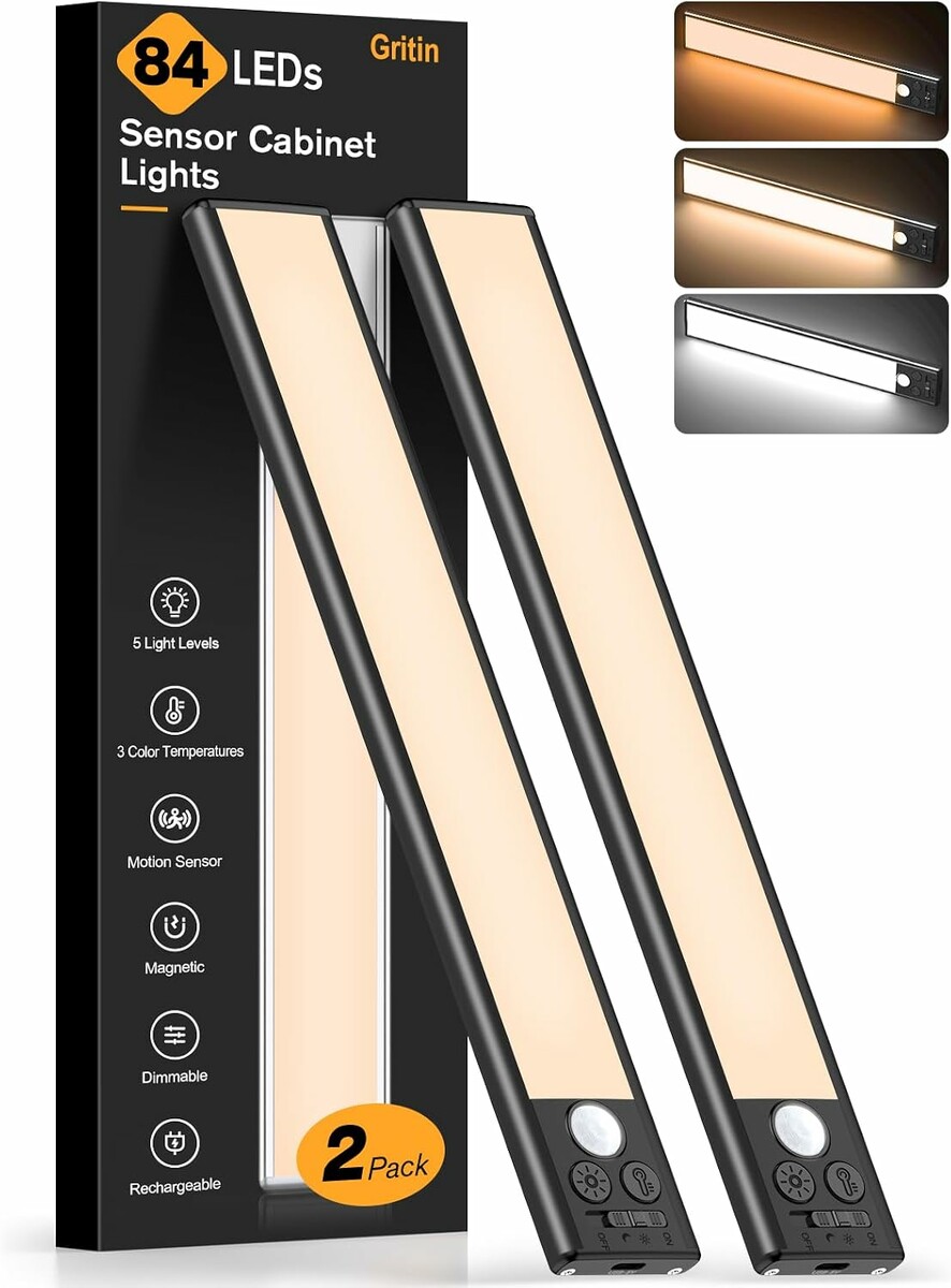 Gritin Oswietlenie LED pod szafke 26 cm 2 szt - czujnik ruchu