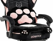 Dowinx Fotel gamingowy z podnóżkiem - krzesło dla graczy, różowy – zdjęcie 1