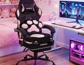 Dowinx Fotel gamingowy z podnóżkiem - krzesło dla graczy, różowy – zdjęcie 2