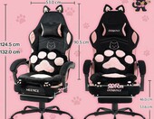 Dowinx Fotel gamingowy z podnóżkiem - krzesło dla graczy, różowy – zdjęcie 3