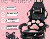 Dowinx Fotel gamingowy z podnóżkiem - krzesło dla graczy, różowy – zdjęcie 5