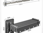 NEWFUN Składany drążek prysznicowy 154 cm z zasłoną, bez wiercenia – zdjęcie 4